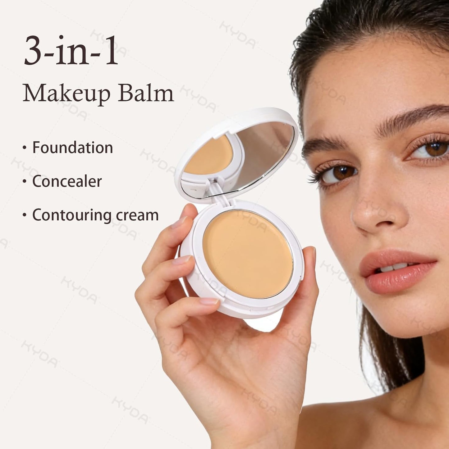 KYDA Tinted Foundation Balm - Soft-Focus Matte Finish Cream-to-Powder Makeup | Buildable Coverage, Weightless, BBD01