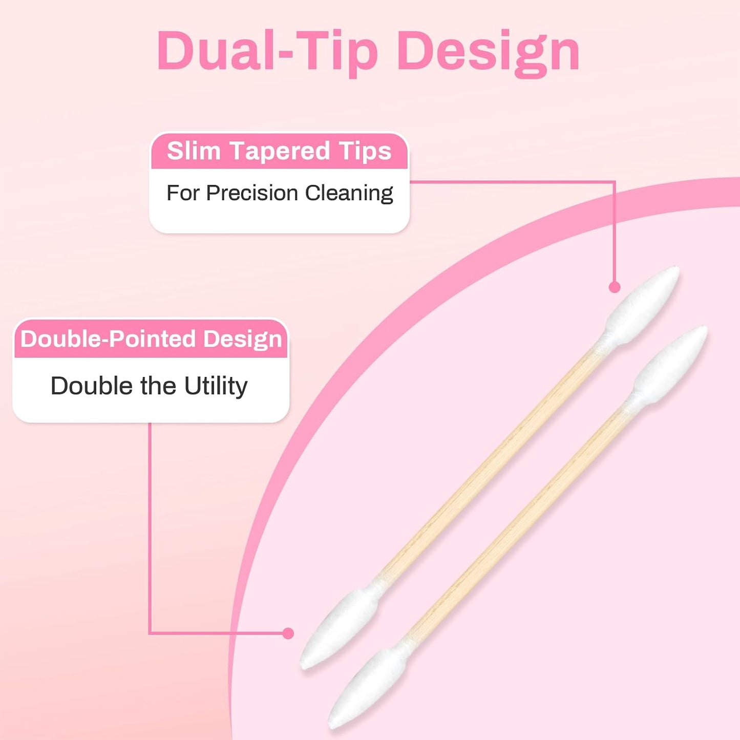 Pointed Cotton Swabs - 600PCS Disposable Double Pointy Tips | Bamboo Sticks for Ear Wax Removal & Makeup Applicators