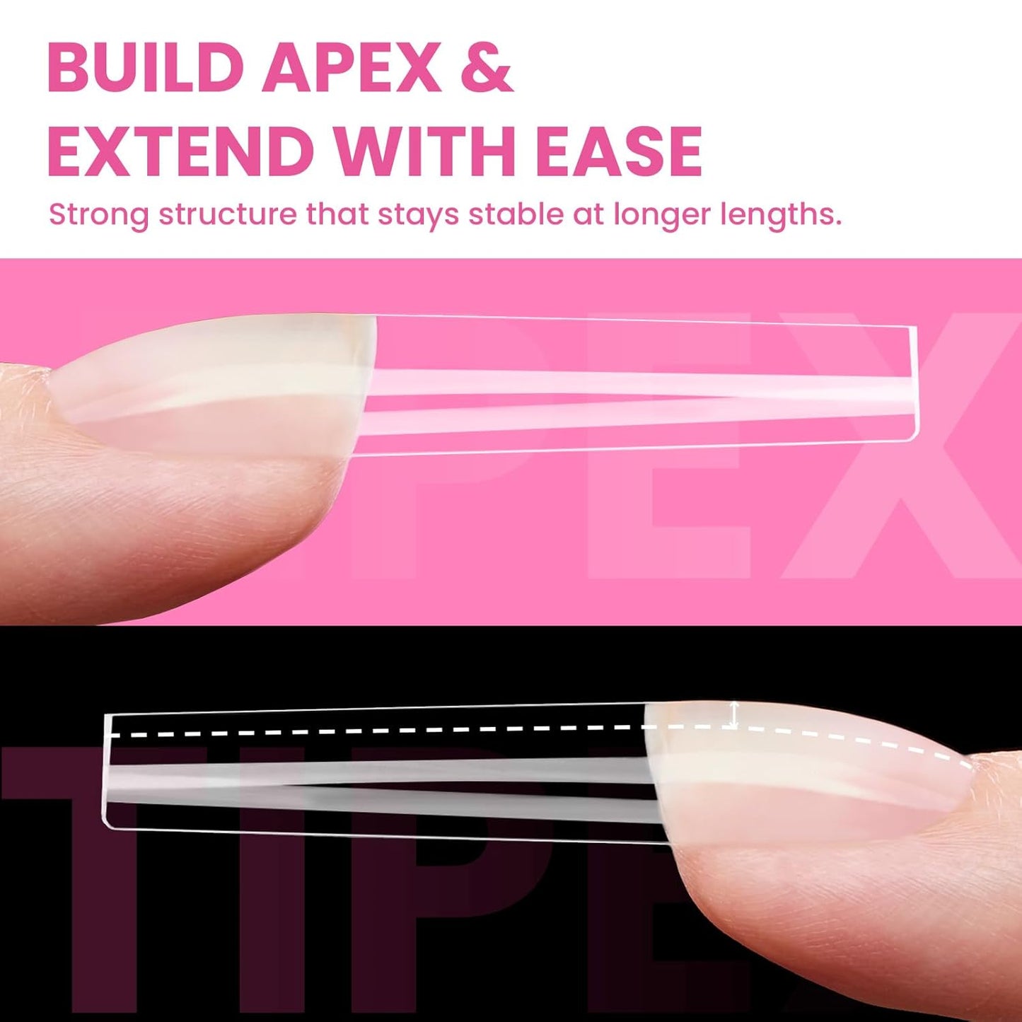 Beetles Nail Tips - XXL Square Instant Apex for DIY Extensions | 160pcs, 16 Sizes 00-14