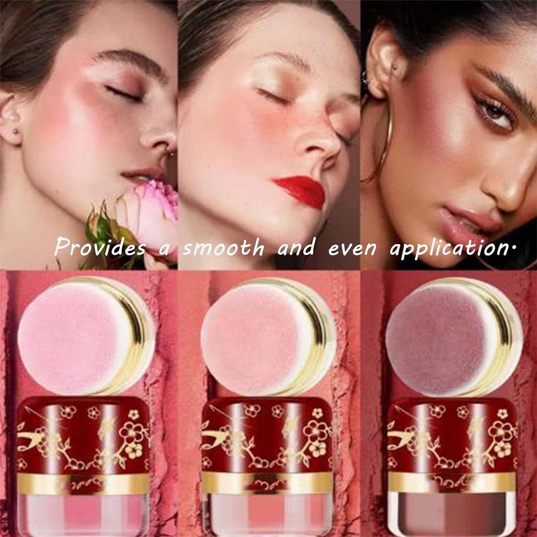 Makeup Set Kit - 3-Piece Soft & Fluffy Loose Face Blushes | Lightweight Pocket Palette with Mirror for All Skin Types