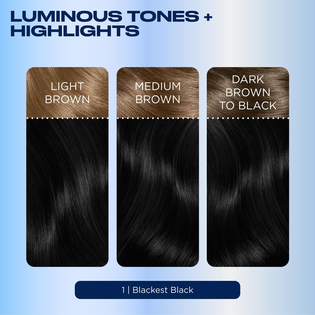 Clairol Nice'n Easy Permanent Hair Dye - Blackest Black | 100% Gray Coverage & Long-Lasting Shine | Single Pack