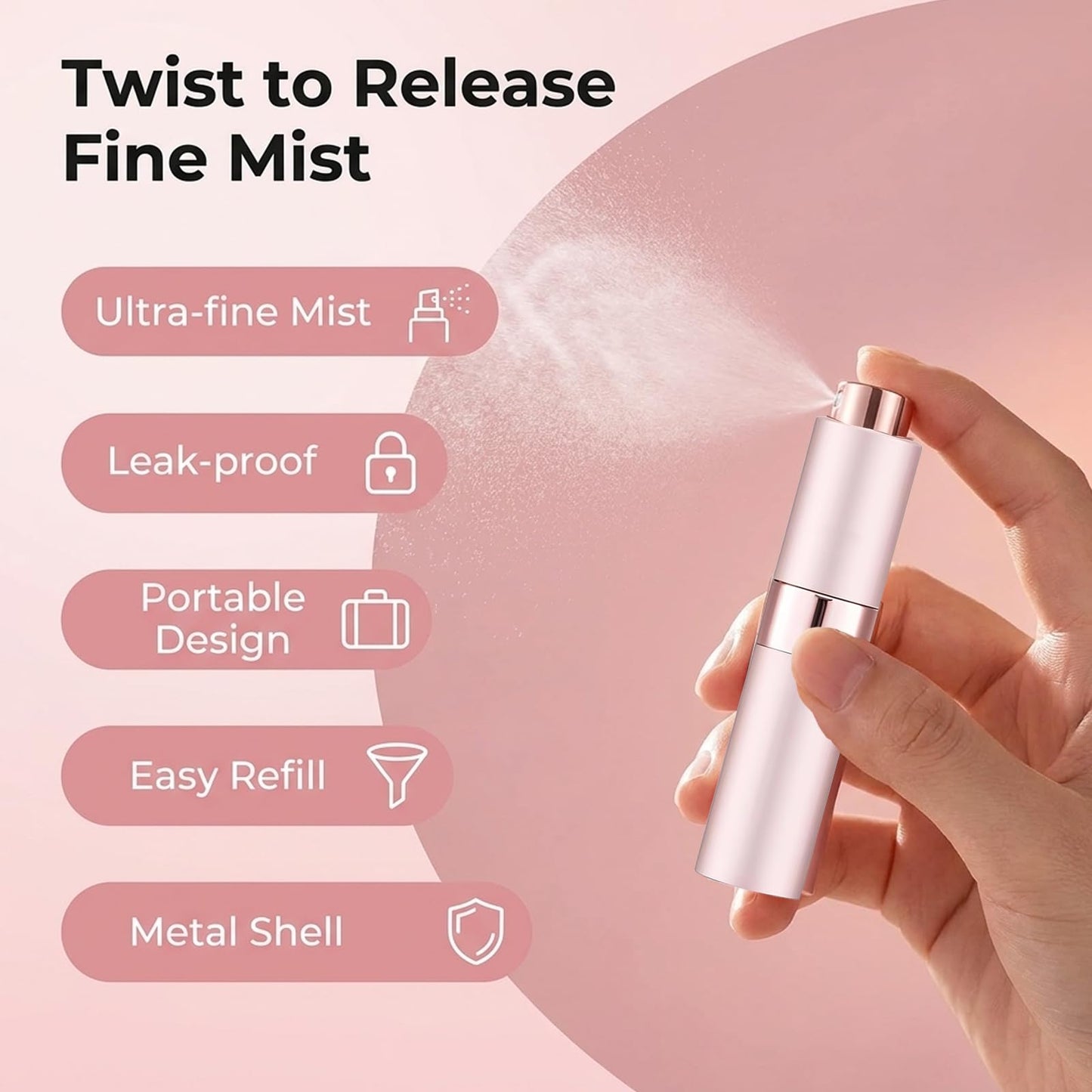 ZeniPremunz 6pcs Atomizer Perfume Spray Bottle for Travel, 8ml Travel Perfume Bottle Refillable,Twist Type Pocket Cologne Sprayer for Women Men
