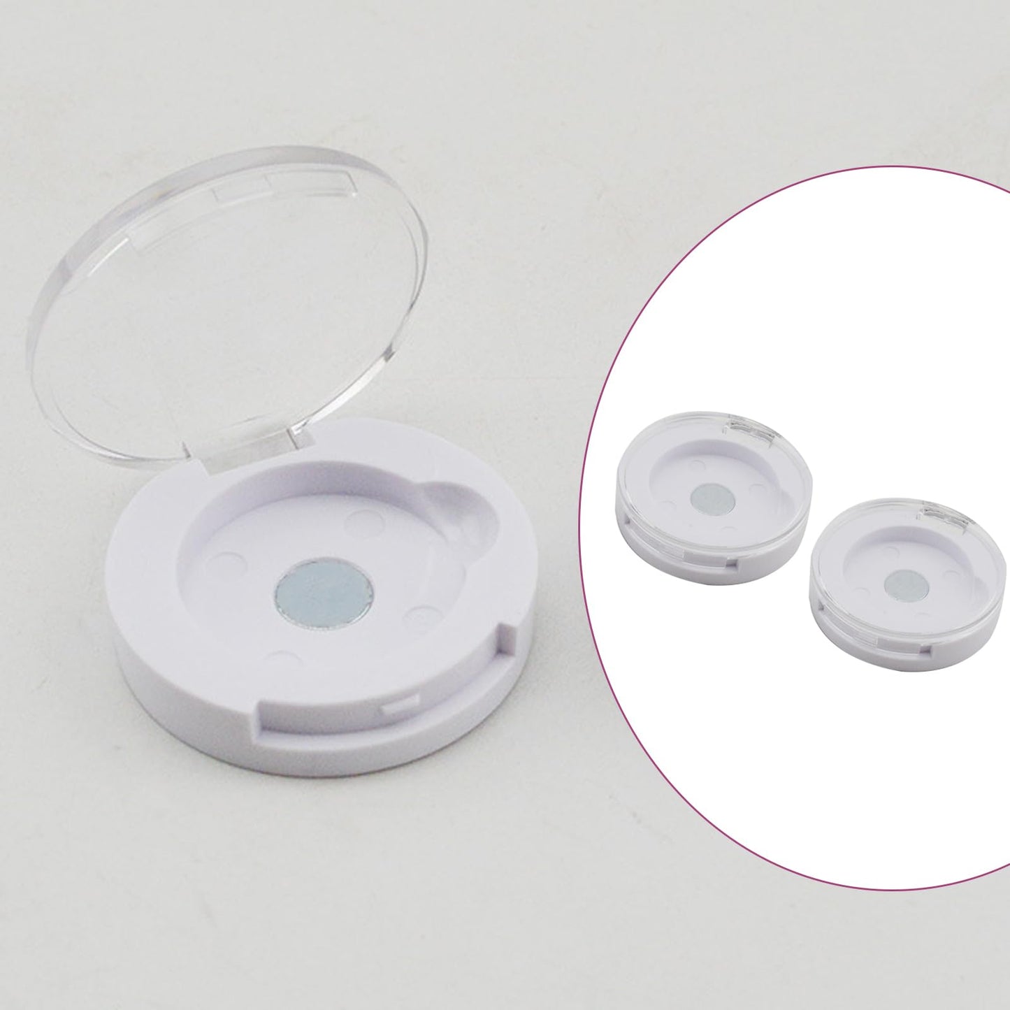 4Pcs Empty Magnetic Eyeshadow Cases,Refillable Magnetic Makeup Eyeshadow Lipstick Palette Container Pans,Round Depotting Makeup Containers for Eyeshadow Lipstick Blush Powder for Travel Sample DIY