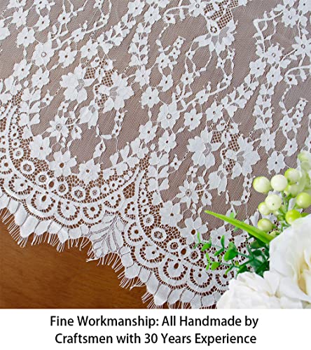 Elegant White Lace Table Runner 30x120 Inch for Weddings & Events