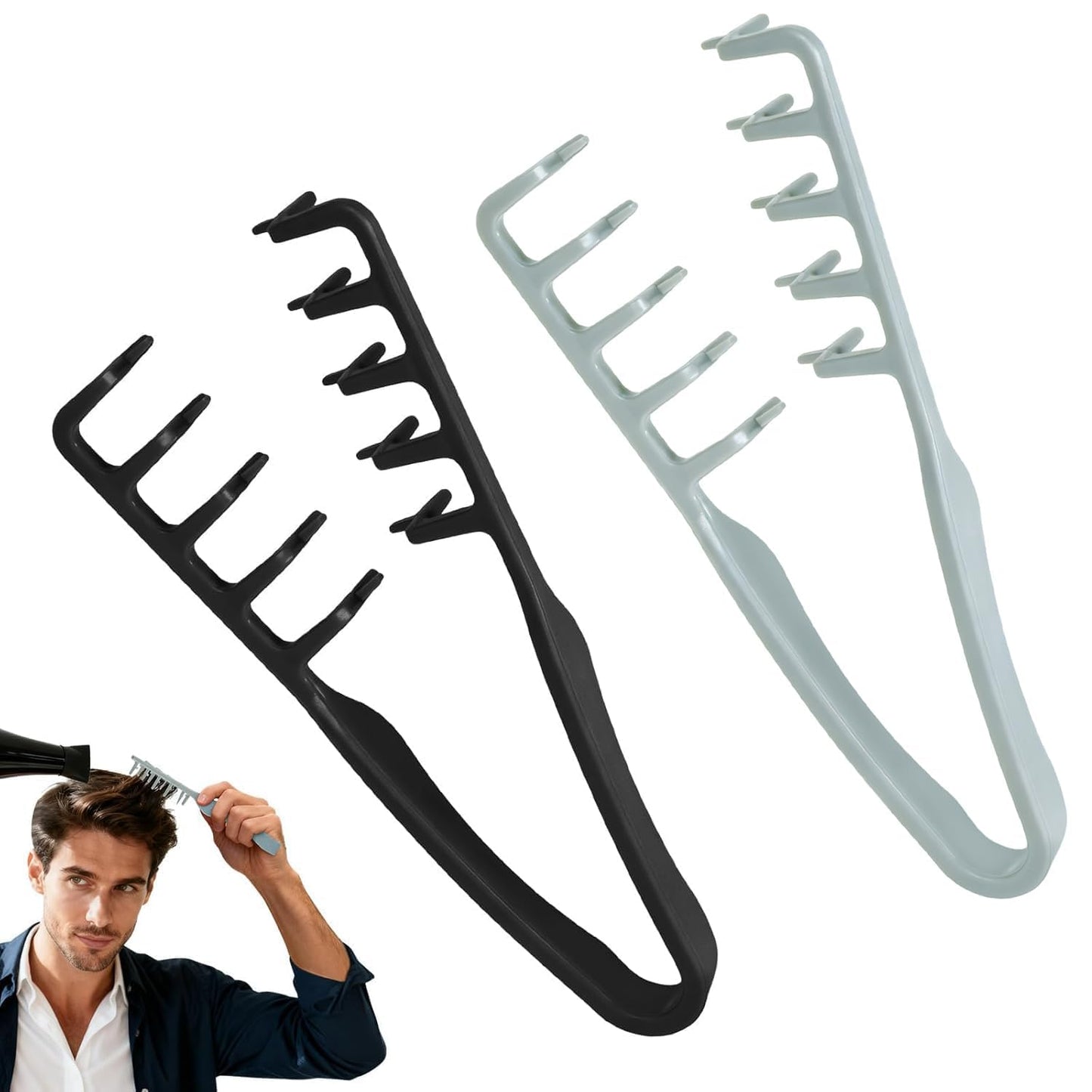 Volumizing Texture Comb - Wide-Tooth Styling Tool for Men & Women | Durable ABS Plastic, Textured Grip, Black