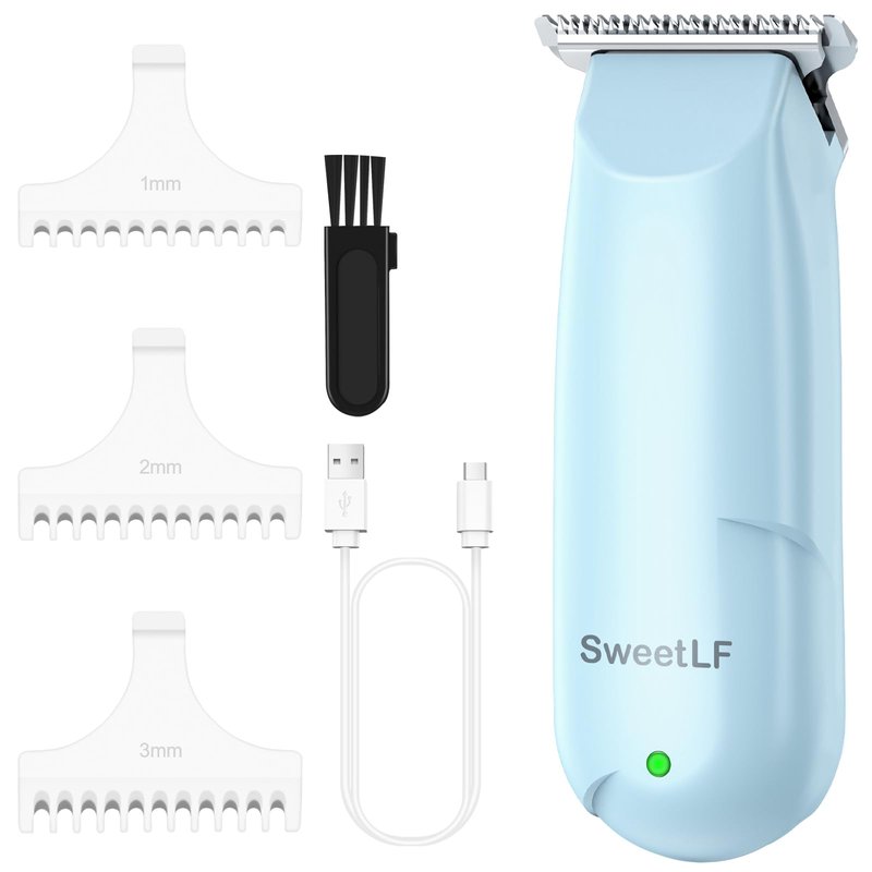 SweetLF Hair Trimmer, Mini Hair Clippers with 3 Guide Combs, USB Rechargeable Portable Hair Clippers for Men Women Baby Pet, Blue (Blue)