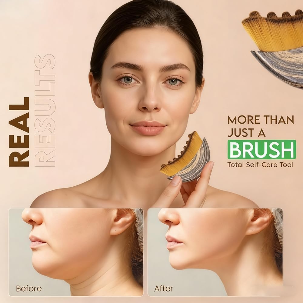 Aeki Lymphatic Contour Face Brush Set - Reduce Puffiness & Restore Definition | Gentle & Soft for Naturally Sculpted Skin