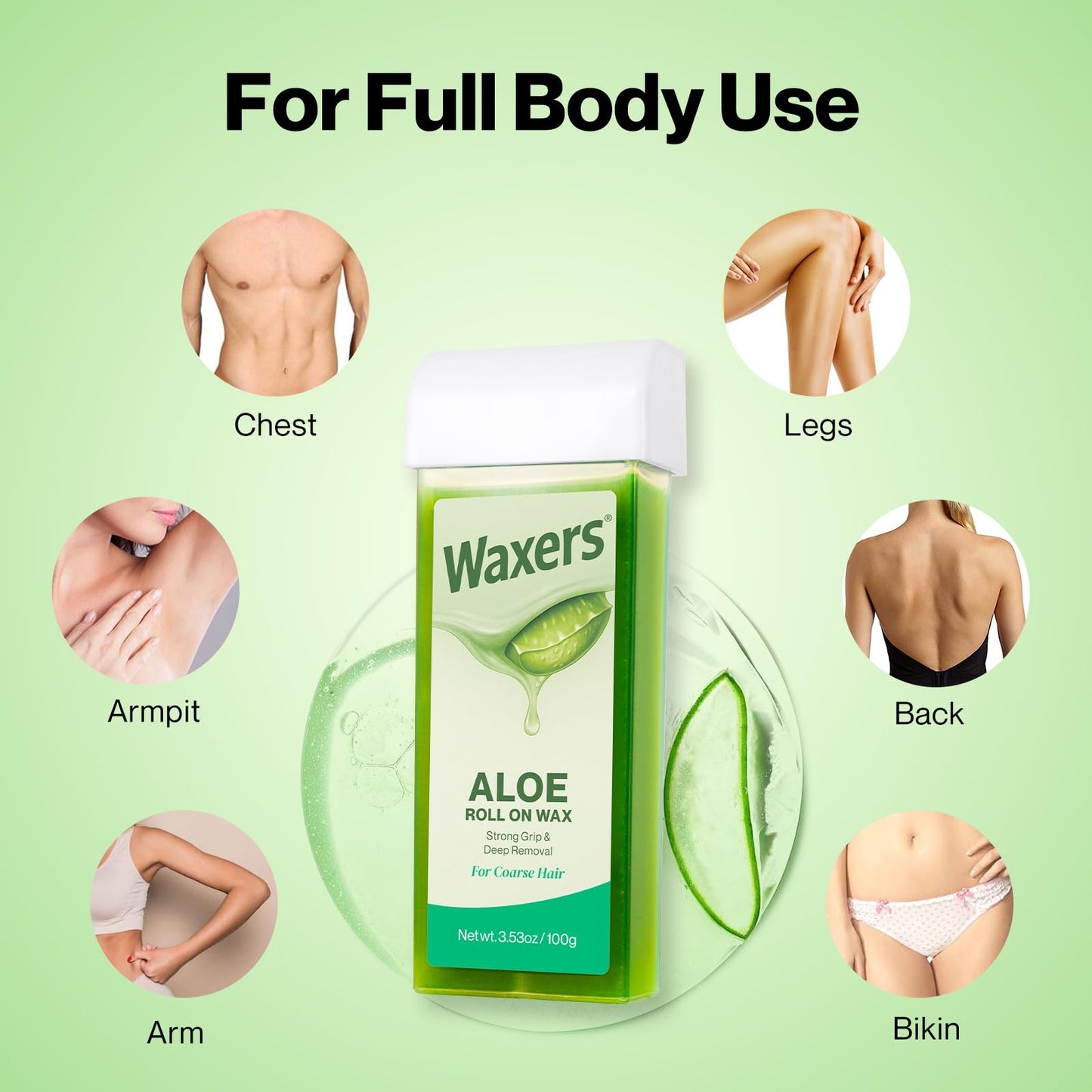 Waxers Roll on Wax Refill Aloe Wax Roller for Hair Removal at Home Ｗaxing Cartridge Depilatory for Legs and Arms 3.53 Ounce 4 Pack