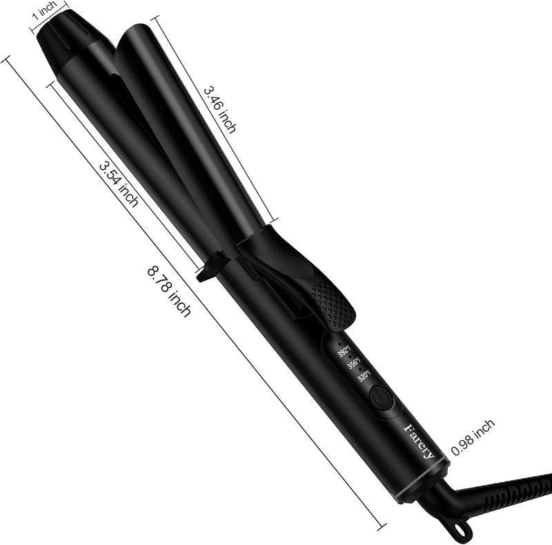 Travel Curling Iron - 1 Inch Mini Ceramic Curler with Adjustable Temperature & Dual Voltage | Includes Storage Bag