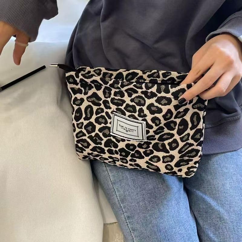 COOLOME Leopard Makeup Bag - Small Pouch, Zippered Cosmetic Organizer for Women