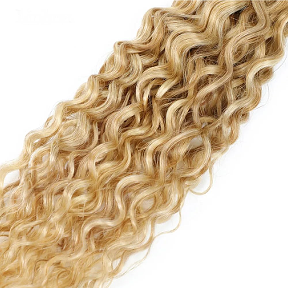 P27/613 Hilight Blonde Bundles Human Hair Water Wave Bundles 12 14 16 Inch Honey Blonde Unprocessed Brazilian Virgin Hair 3 Bundle Deals Quick Weave Hair Extensions 50 Gram Per Bundle