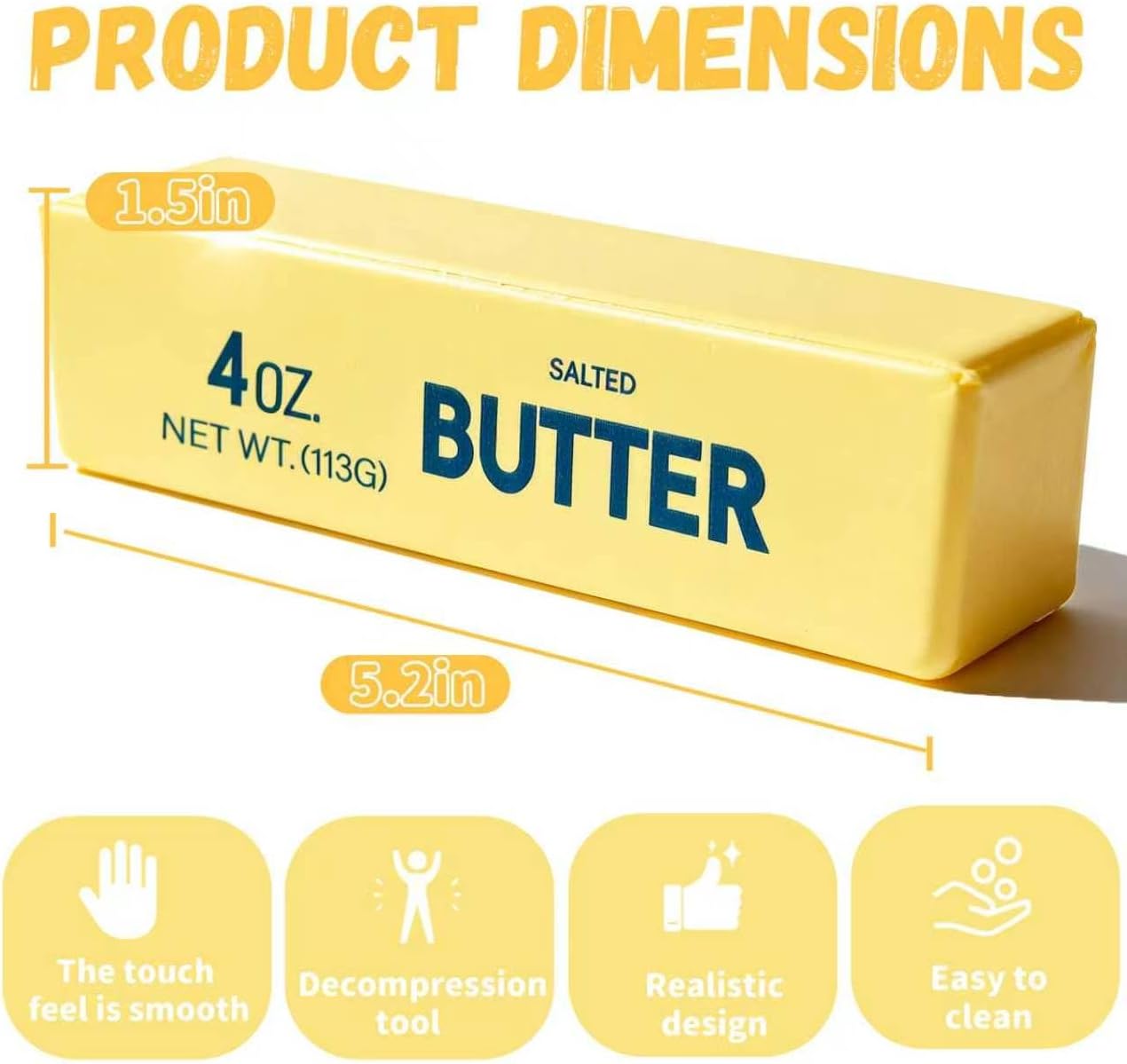 Butter Squeeze Toy - Slow Rising Soft Sensory Fidget Ball for Stress Relief | 3PCS Cute Realistic Butter Stick