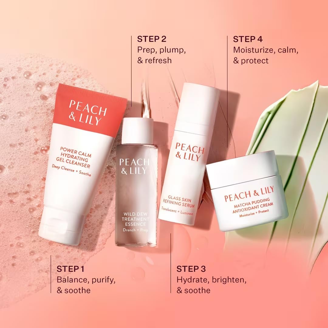 Peach & Lily Glass Skin Discovery Kit | 4-Piece Korean Skin Care Set for Acne - Vegan & Cruelty-Free