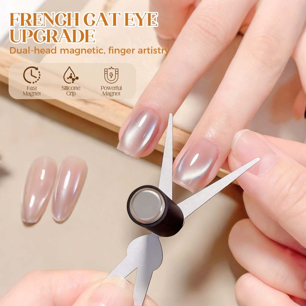 Cat Eye Nail Magnet Tool Set - 2PCS for Scissor & French Tip Designs | DIY Nail Art Kit