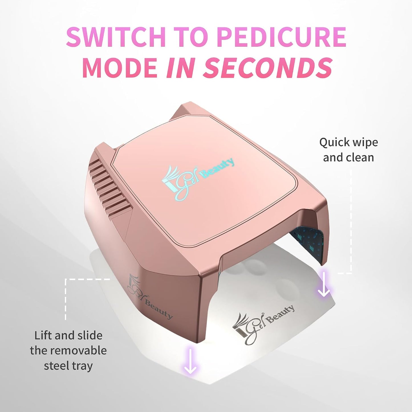 iGel Beauty Hybrid PRO 2.0 UV/LED Nail Lamp - 48W Wireless Rechargeable Nail Dryer with Smart Motion Sensor & Removable Tray | Cordless Gel Curing for Manicure & Pedicure