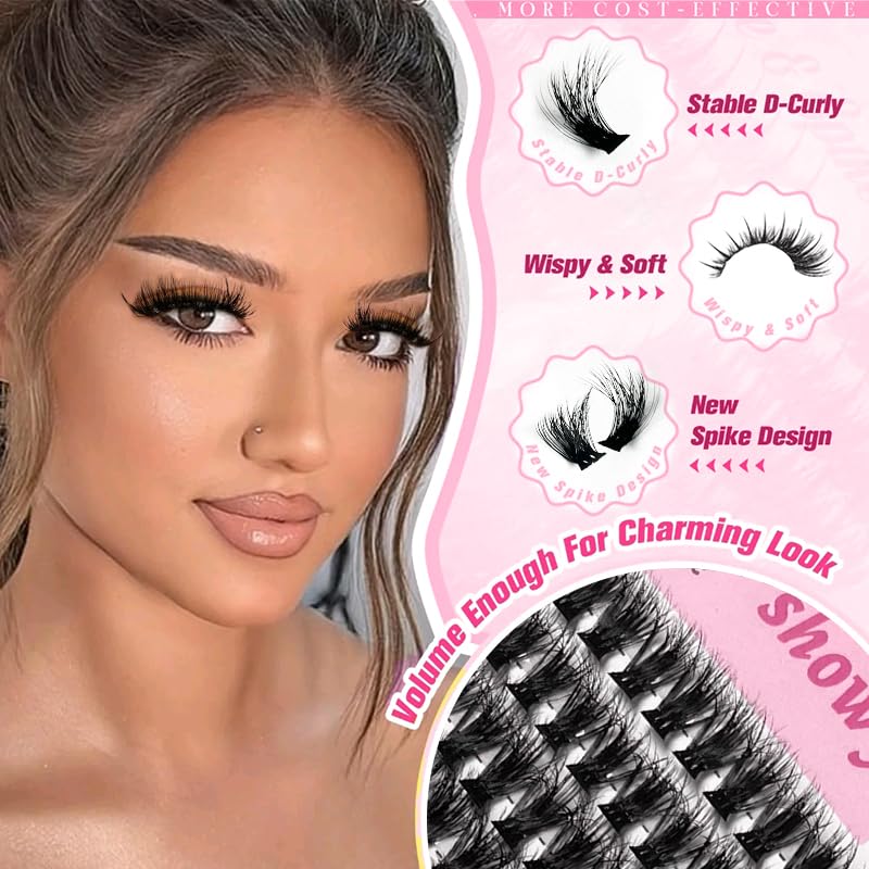 COLMAGIC Faux Mink Eyelash Clusters 60D, 80D, 100D Mix - 10-18mm D Curl, 300Pcs