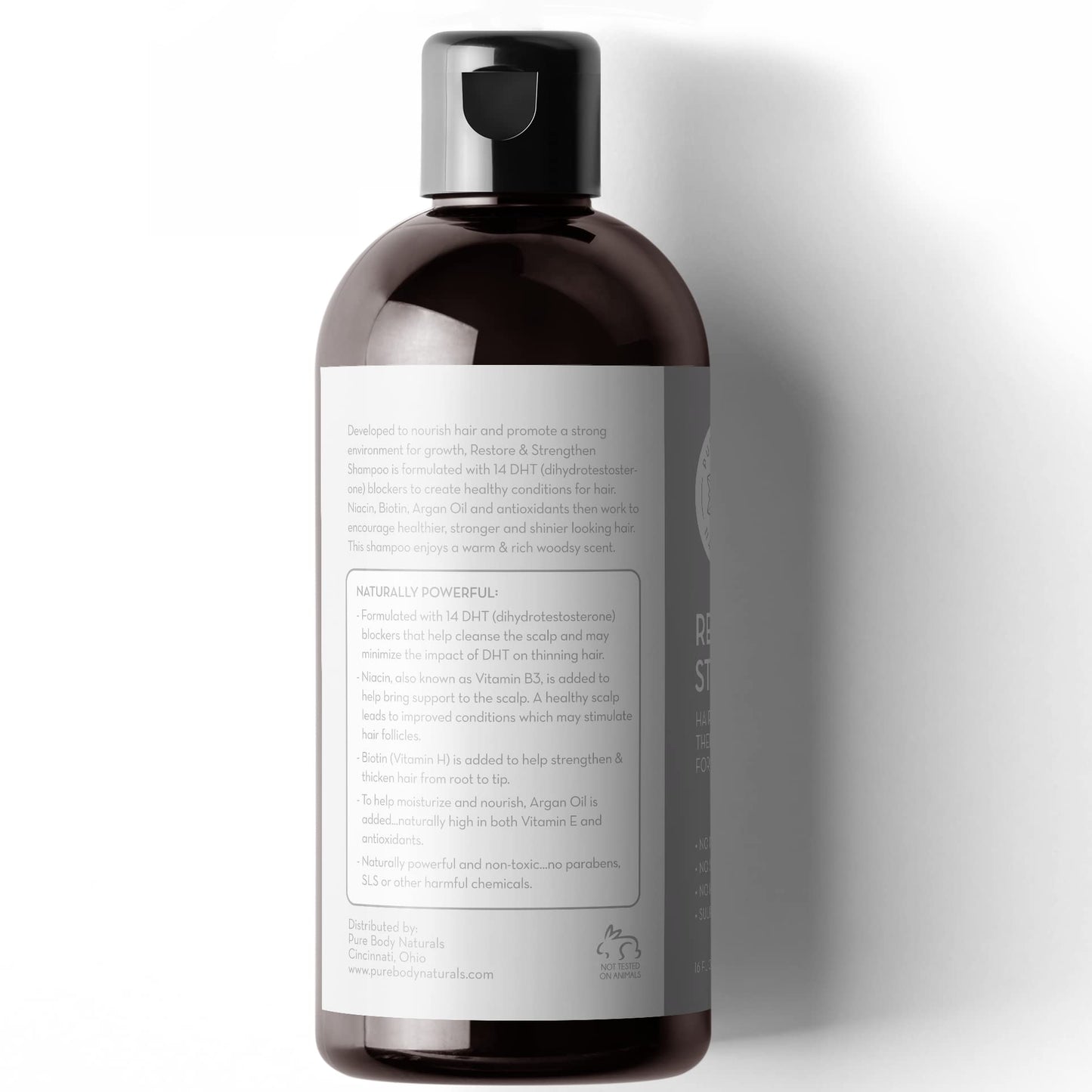 Pure Body Naturals Hair Loss Shampoo to Restore and Strengthen, Large 16 Ounce, DHT Blocker Shampoo for Thinning Hair, for Men and Women (Label Varies)