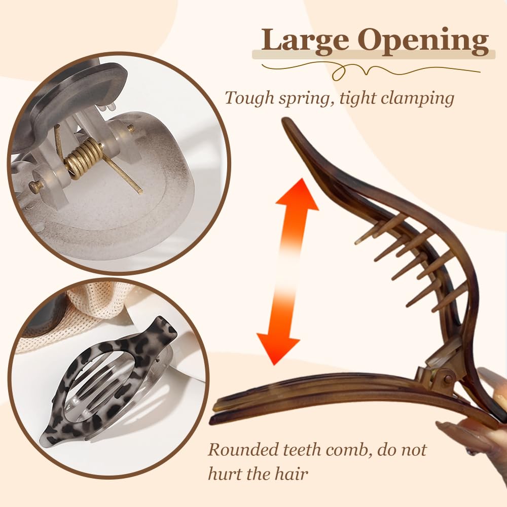 Flat Claw Clips for Women, French Flat Hair Clips for Women Hair, No-Slip Grip Hair Styling Accessories for Women Girls Daily Use (C)