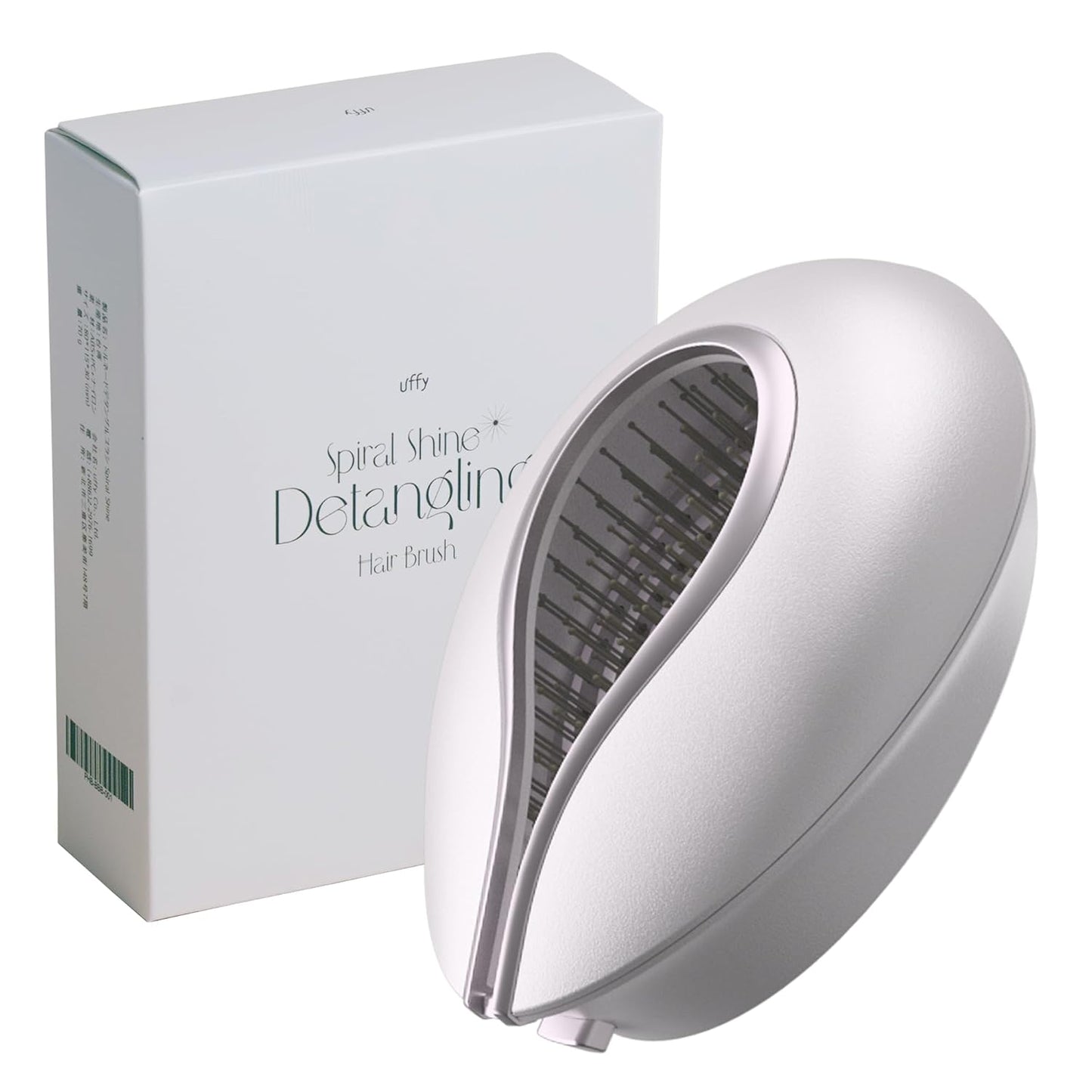 Uffy Spiral Shine Detangling Hair Brush - Anti-Frizz, Tangle-Free Design | Ergonomic Handle, Moonlight White