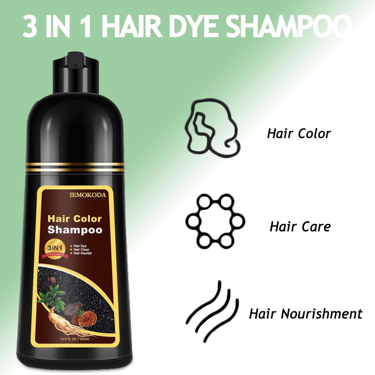 Silver Hair Dye Shampoo - 3 in 1 Instant Color for Men & Women | Long-Lasting Silver Gray, 16.9 Fl Oz