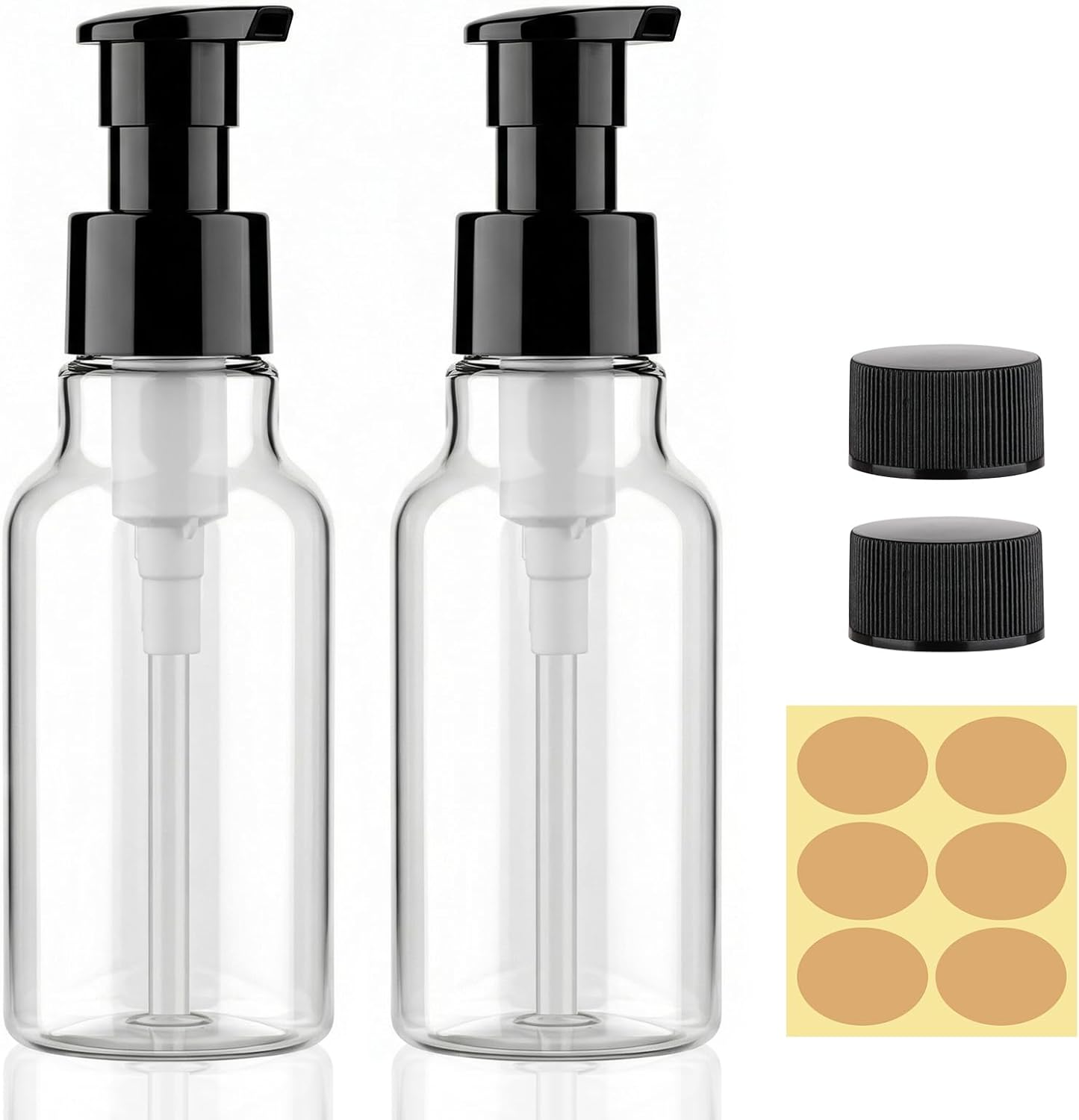 4oz Refillable Pump Bottle Dispenser - Leak-Proof Plastic Soap & Lotion Bottles | Travel Size, Clear - 2 Pack