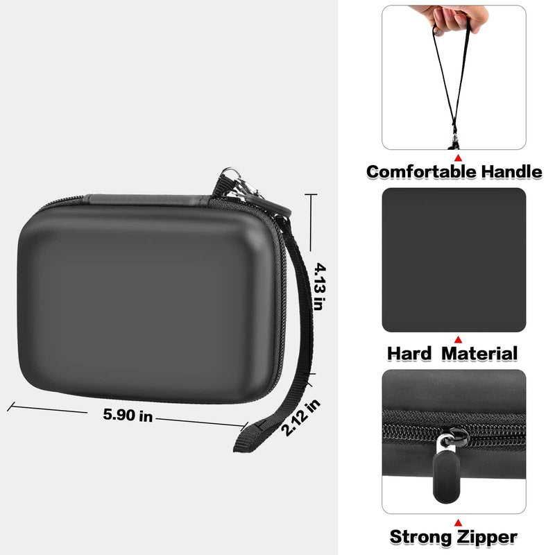 PAIYULE Hard Carrying Case for Phomemo D30 D35 Label Maker, Label Printer Case for Nelko P21, for NIIMBOT D110 D11, for Marklife P11 P12, for SUPVAN E10 Storage Bag with Mesh Pocket(Black)