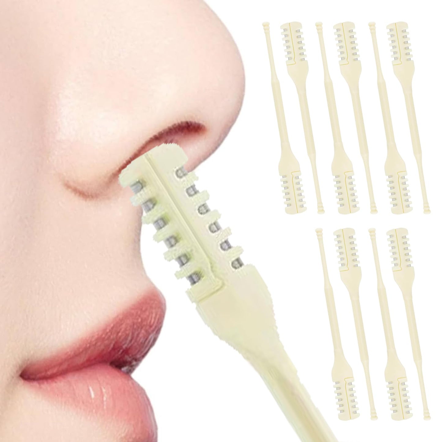 Nose Hair Trimmer for Women,10Pcs Nasal Hair Cutter,Double-Sided Nose Hair Trimmer,Nose Hair Remover,Portable Manual Nose Hair Trimmer,Portable Nasal Remover for Home Travel Essentials
