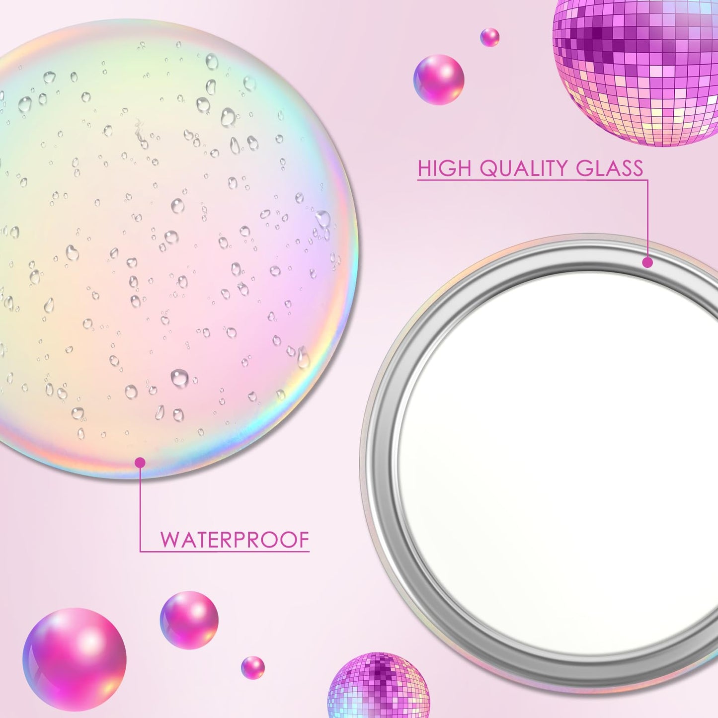 Qunclay 12 Pcs 2. 76'' Compact Mirror Bulk Gifts Mini Pocket Mirror Holographic Iridescent Small Round Makeup Glass for Purse Goody Bag Stuffers Women Teacher Girls Party Favors Travel Daily