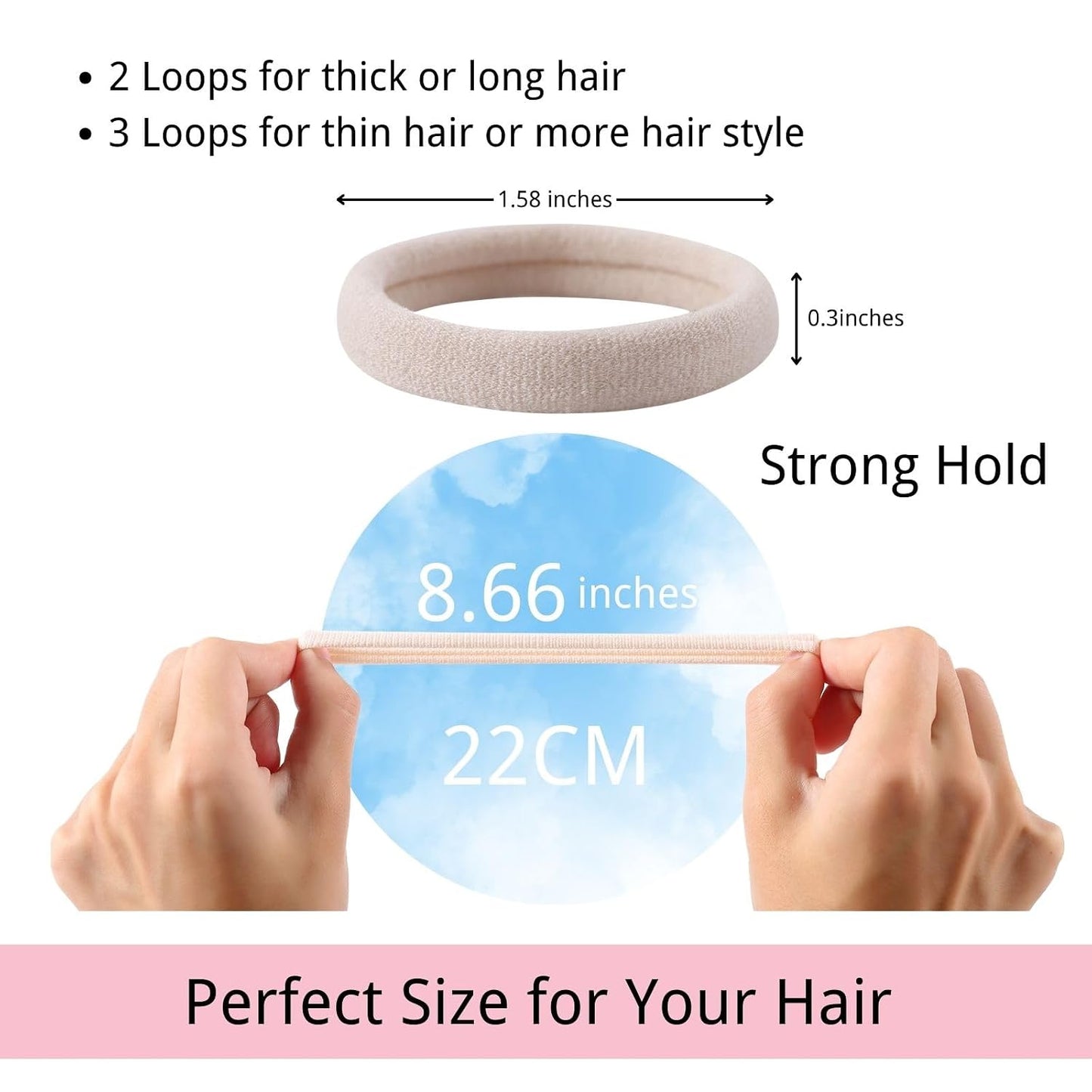 LuSeren 120PCS Soft Hair Ties - Ouchless Nylon Ponytail Holders | Seamless Fabric, Natural Colors