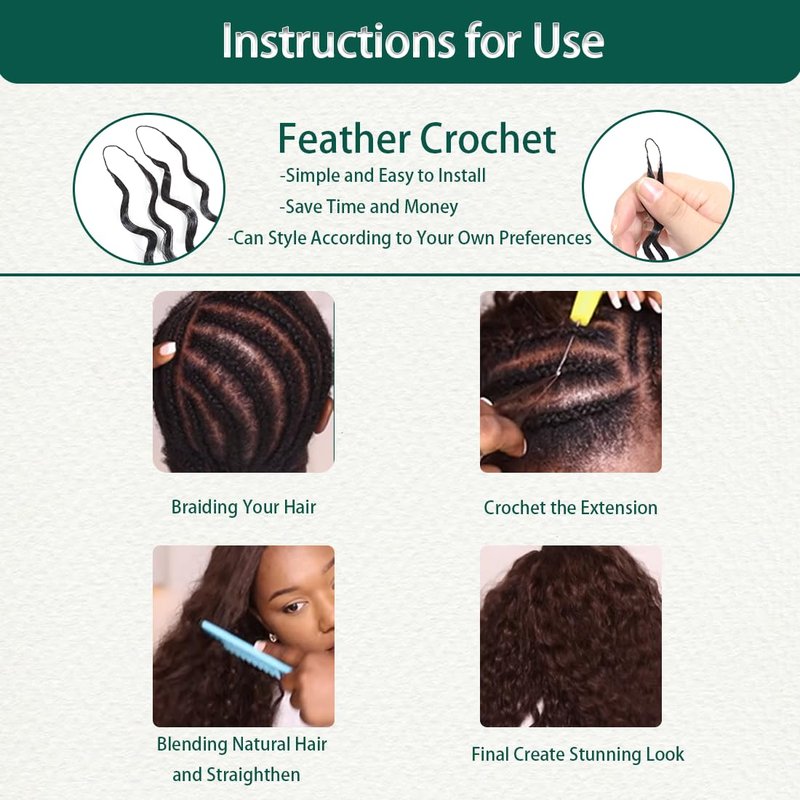 Natural Black Deep Wave Crochet Hair Extensions - 20 Inch Pre-Separated Invisible Feathers | 60g Bundles for Black Women