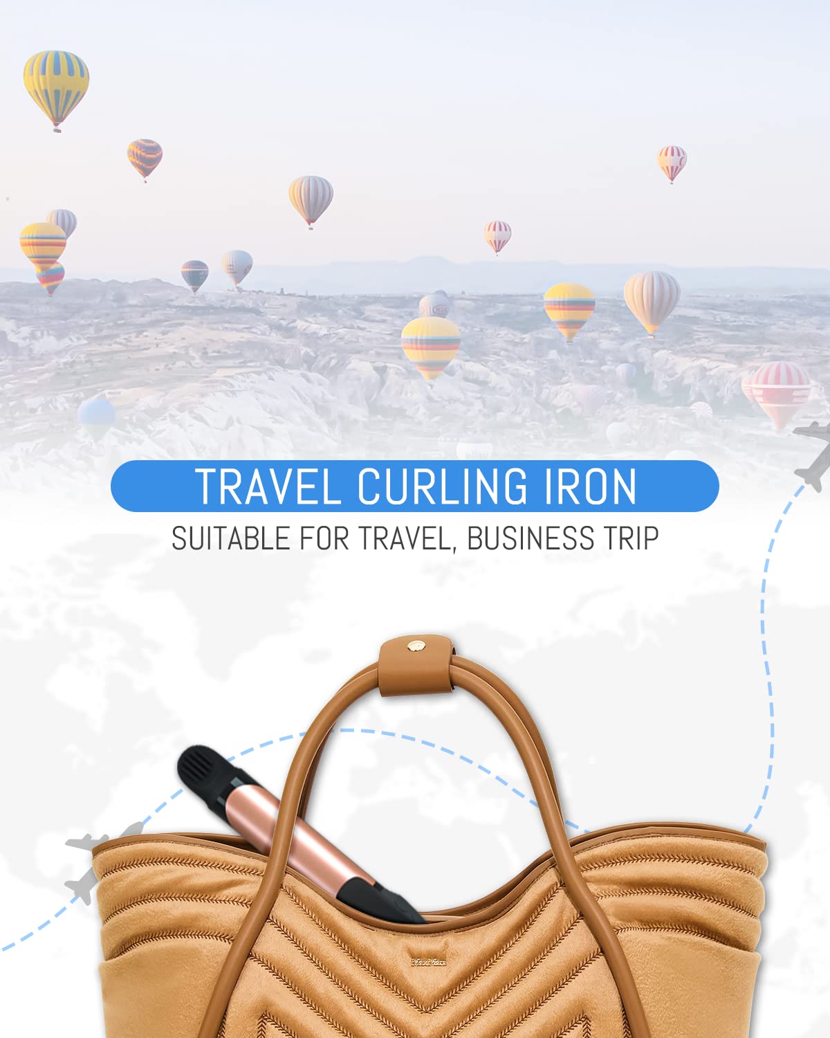 Hair Curling Iron 2-in-1 Dual Voltage Curling Iron,(100V~250V) Dual Voltage Hair Straightener Travel Curling Iron European Flat Iron