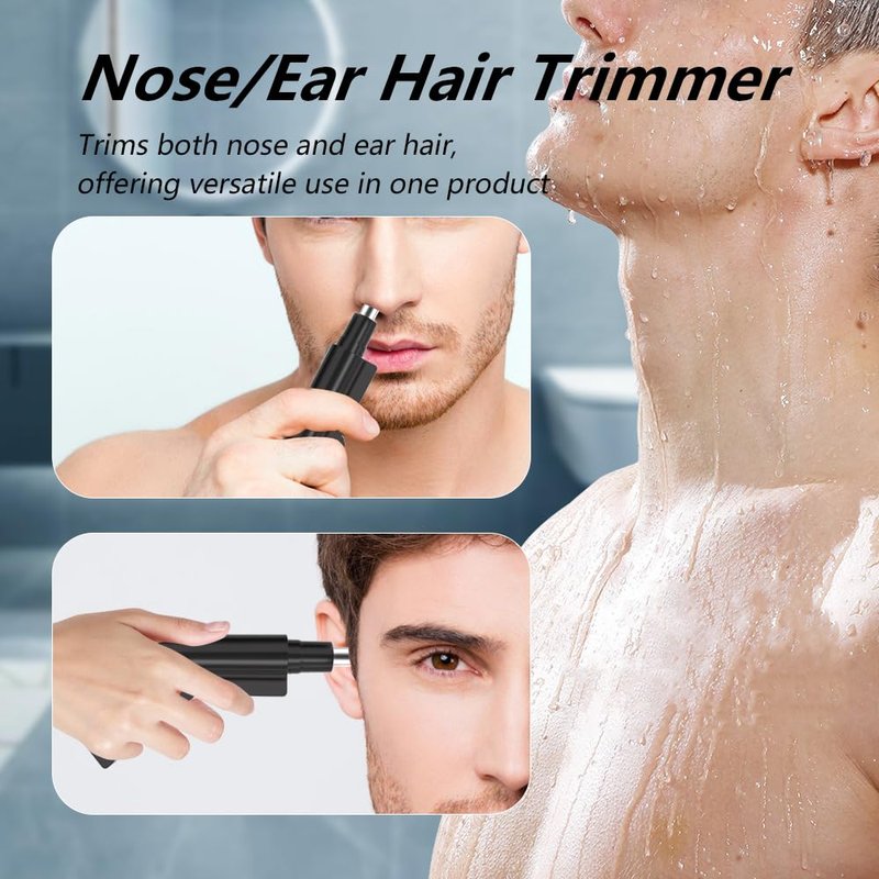 Cxjesin Nose Hair Trimmer for Men and Women - Manual Nose, Ear & Nose Hair Clippers for Professional Use, Painless Dual-Edge Blades, Battery-Free Waterproof Nose Hair Removal Tool (Black)