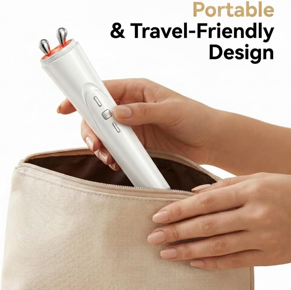 2-in-1 Facial & Eye Massager - Red Light, Rotation & Vibration for Puffiness Relief | Sculpting Tool for Fine Lines & Wrinkles