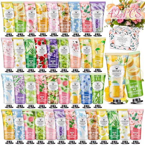 VISCOO 42-Pack Natural Hand Cream Gift Set, E-42P Moisturizing Travel Lotions