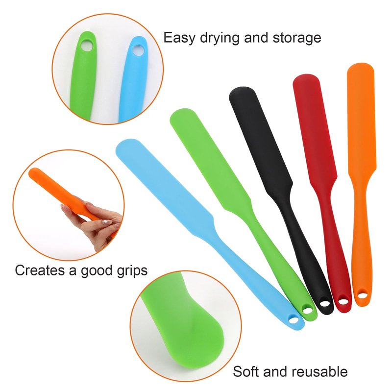 10 Pcs Silicone Jar Spatulas, 9.45 inch Non-Stick Heat Resistant Cake Cream Spatulas Set, Cake Cream Butter Spatulas(5 colors）