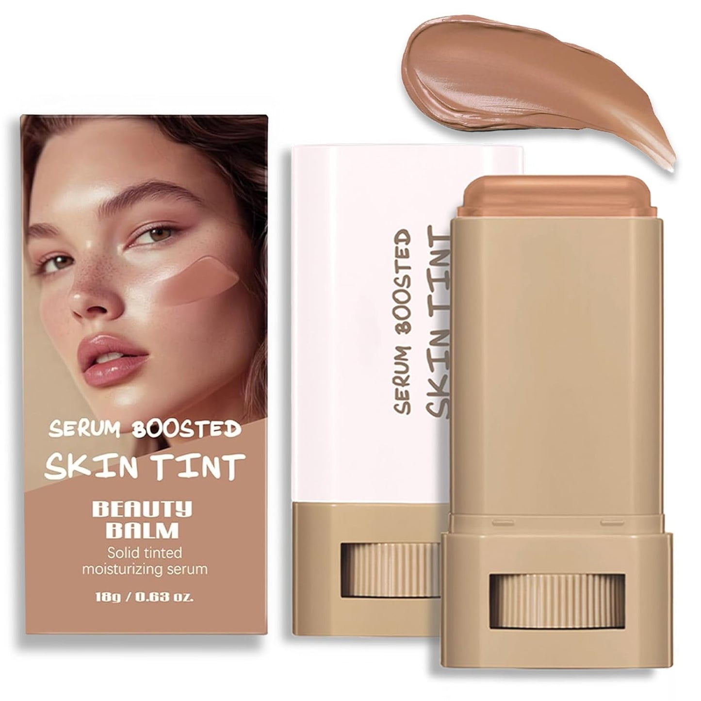 Foundation Stick - Serum-Infused Beauty Balm for Flawless Skin | Longwear Tinted Moisturizer in Natural Finish (#02, #03, #06)