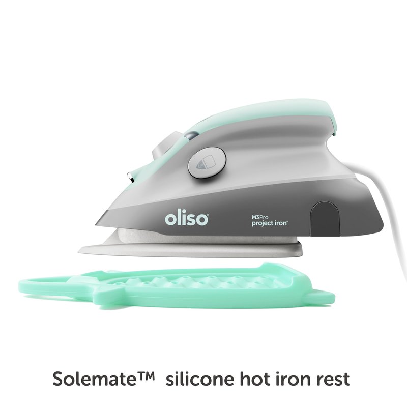oliso M3Pro Project Steam Iron with Solemate – 1000W Ceramic Soleplate Iron and LED Light for Sewing, Quilting, Crafting, and Travel – Aqua