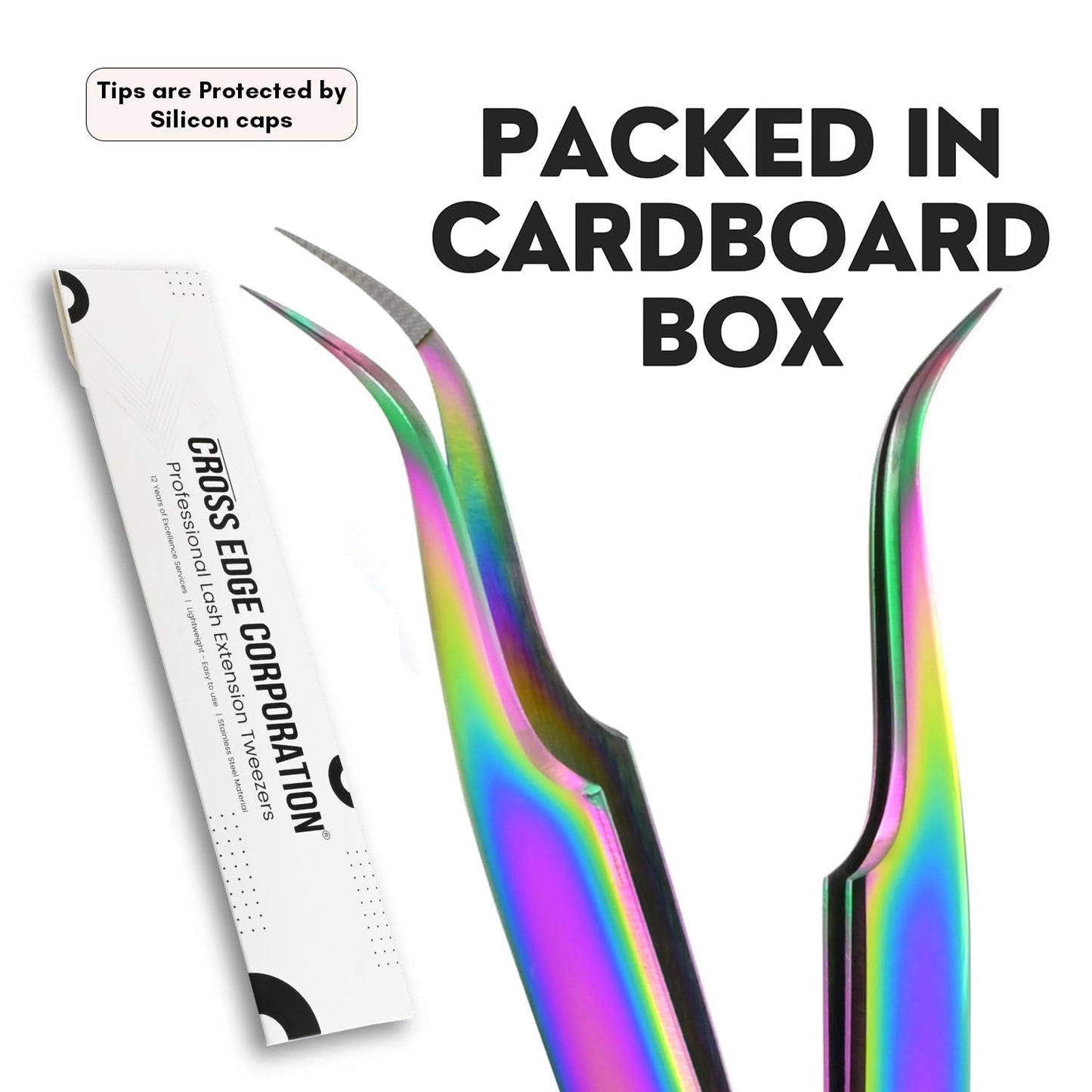 My Lash Tools Lash Tweezers For Eyelash Extensions Precision Fiber Tip Tweezers For Lash Extensions Mega Volume Lash Tweezer | Professional Stainless Steel Lashing Tweezers (Dot Grip Rainbow)