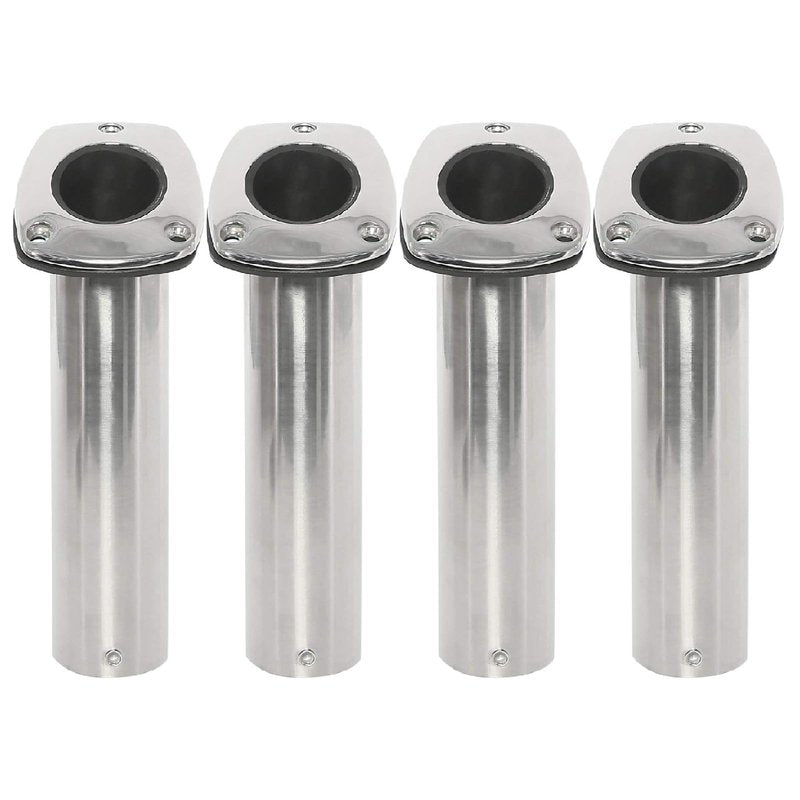 NovelBee 4pcs Fishing Rod Holders for Boat,Heavy Duty 316 Stainless Steel Marine Rod Holders Flush Mount 30 Degree with Liner,Gasket (Without Cap)