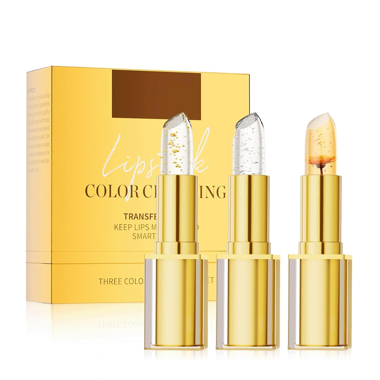 Color Changing Lipstick - Transferproof, Long Lasting 24 Hours | Moisturizing Glossy Shine (3pcs)