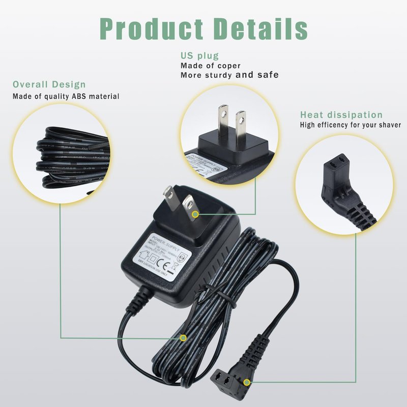 5V Power Adapter Charger for Wahl, Charger Replacement Compatible with Wahl Trimmer Models 5616L, 5701, 9818A, 9818-5001, 9864, 9870, 9884L2, 9896, 9899, SS2L, WSS3L,Trimmer Power Supply Charging Cord