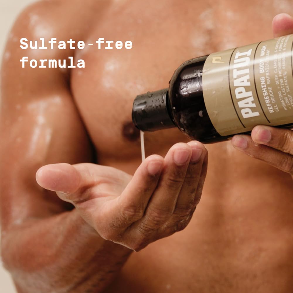 PAPATUI Refreshing Body Wash for Men - Exfoliating & Hydrating Coconut Oil Formula | Vanilla Shea | 28 oz