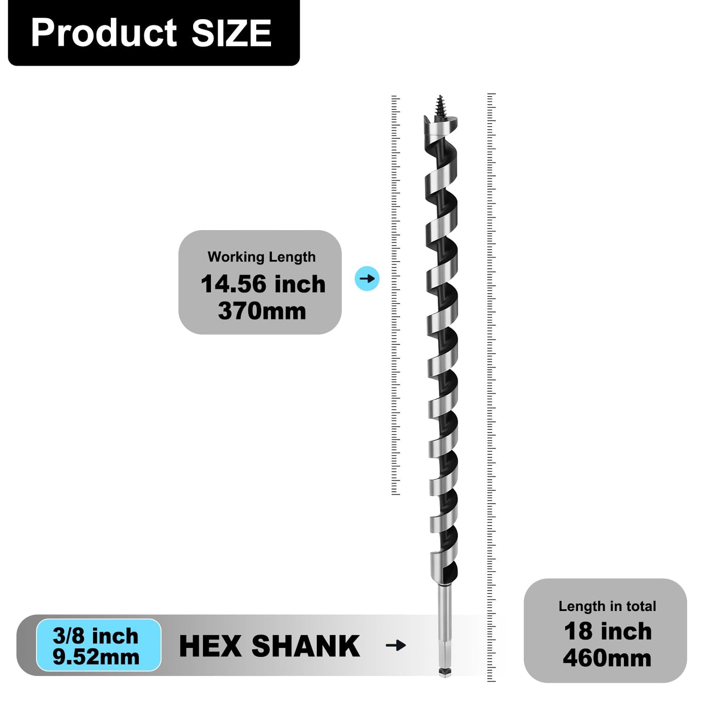 1 inch X 11.8 inch Auger Bit for Wood, 26x300mm Hex Long Auger Drill Bit for Wood, Hard Wood,Ship, Composite Materials, Drywall and DIY Projects
