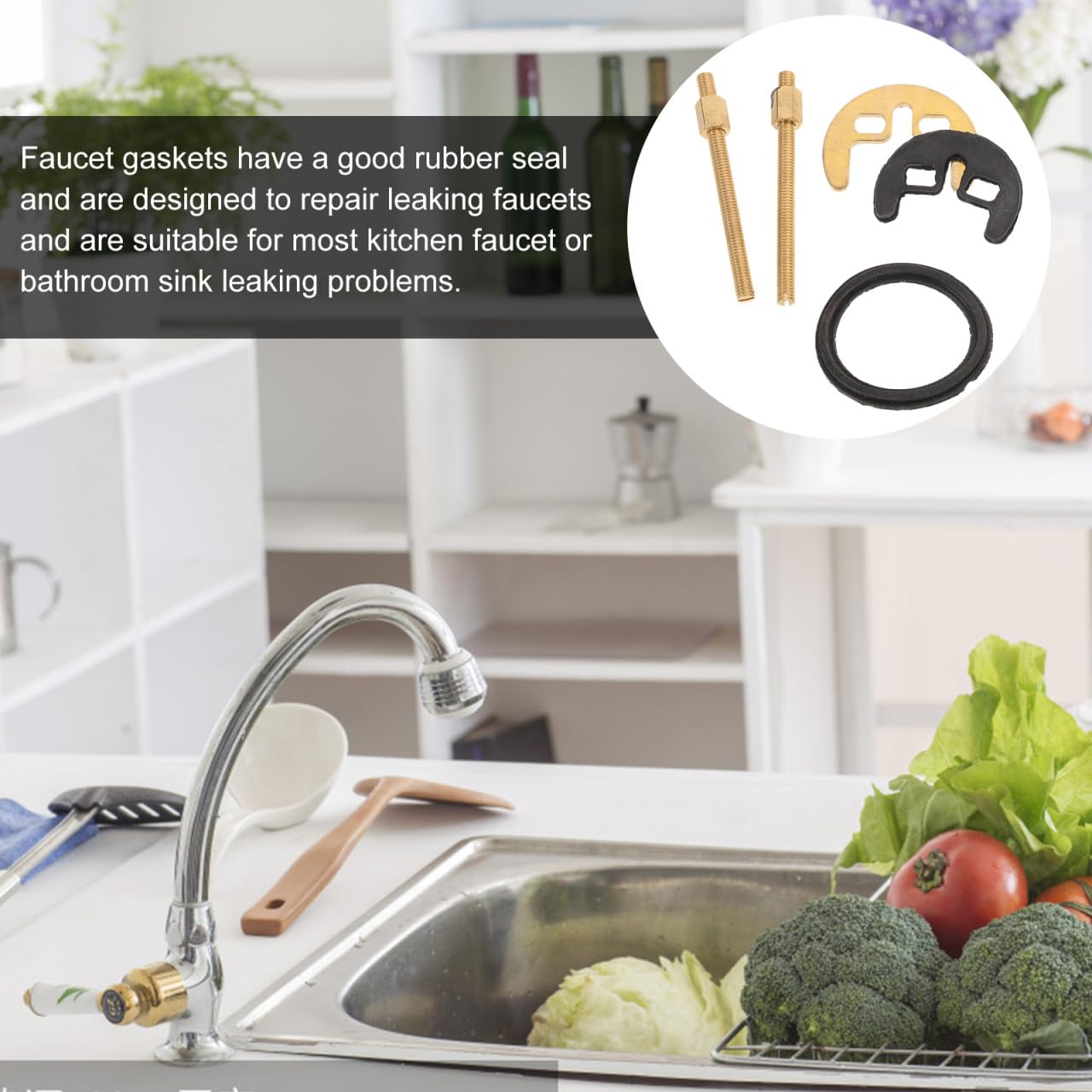 POPETPOP 1 Set Faucet Fixing Bracket, Faucet Fastening Circlip, Kitchen Antiloosing Nut Cap Fastening Circlip Washer Accessory Tool, Wash Basin Tap Fixing Fitting Kit