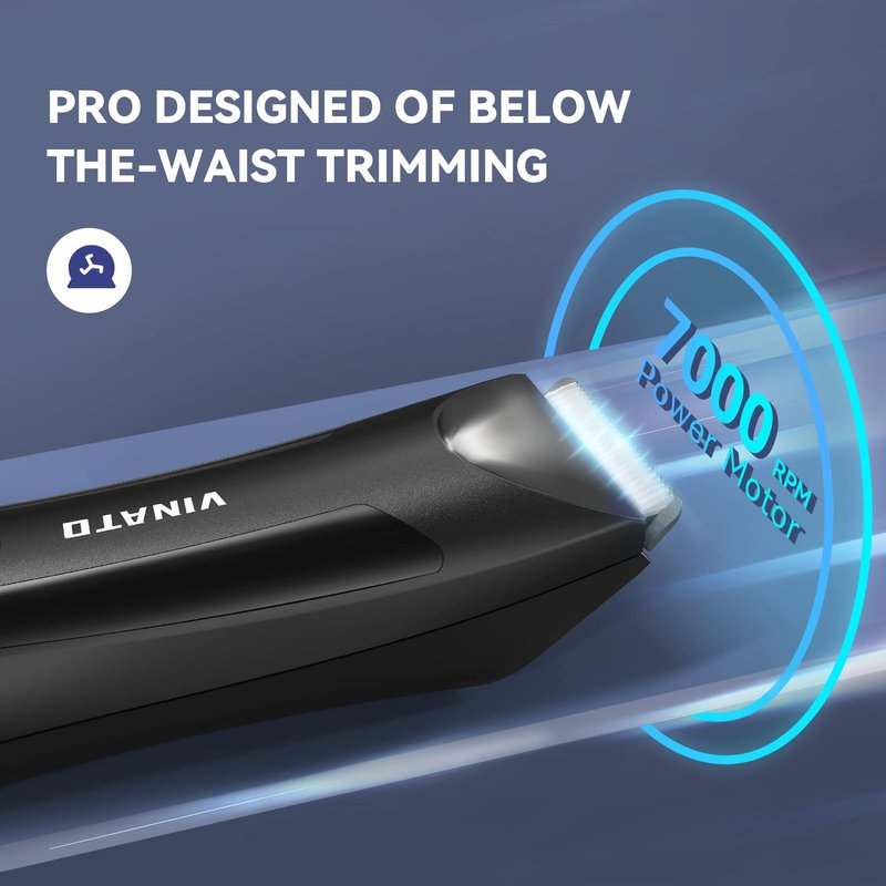 VINATO Electric Body Hair Trimmer - Manscape Ball Trimmer, Groin Hair Trimmer for Men, Waterproof Ball Shaver, USB Recharge Dock Replaceable Ceramic Blade, 90 Mins Battery Life