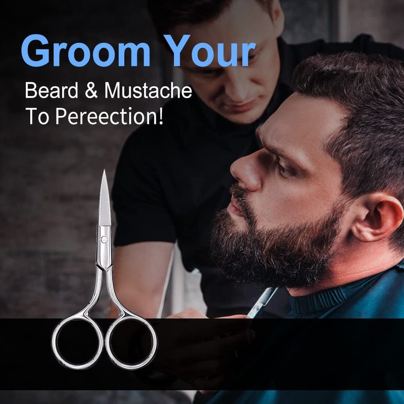 Eyebrow Scissors, Precision Grooming Shears, Nose Hair Trimmer - Professional Stainless Steel Fine Tip for Beard, Mustache, Eyelashes, Cuticles- ASONTAO (1Pcs Eyebrow Scissors)