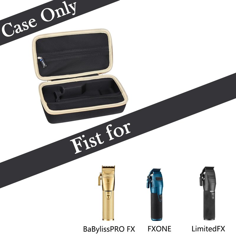 worfty Case for BaBylissPRO FXONE/FX+ Professional Cord/Cordless Hair Clipper - Hard Protective Travel Carrying Storage Organizer Bag (Black & Golden)