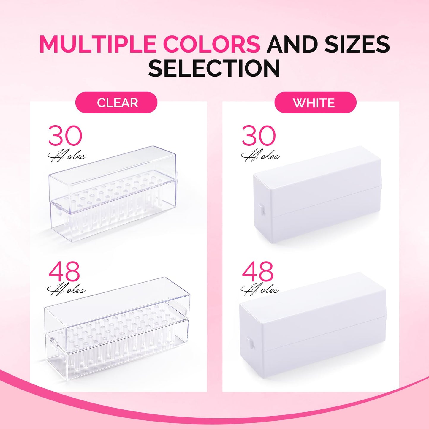MelodySusie Nail Drill Bits Holder, 48 Holes Case, Portable Dustproof Displayer Organizer Container, Nail Tech Professional Nail Art Tool, Travel Salon Home, Clear (Drill Bits Not Included)
