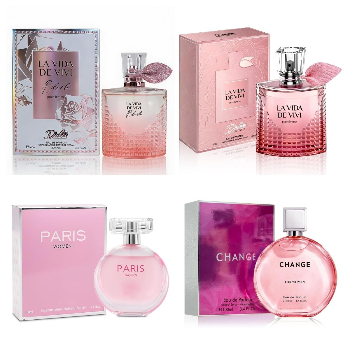 4PCS Women's Perfume Gift Set - Sweet Fruity Vanilla Scents | 3.4 Fl Oz Each