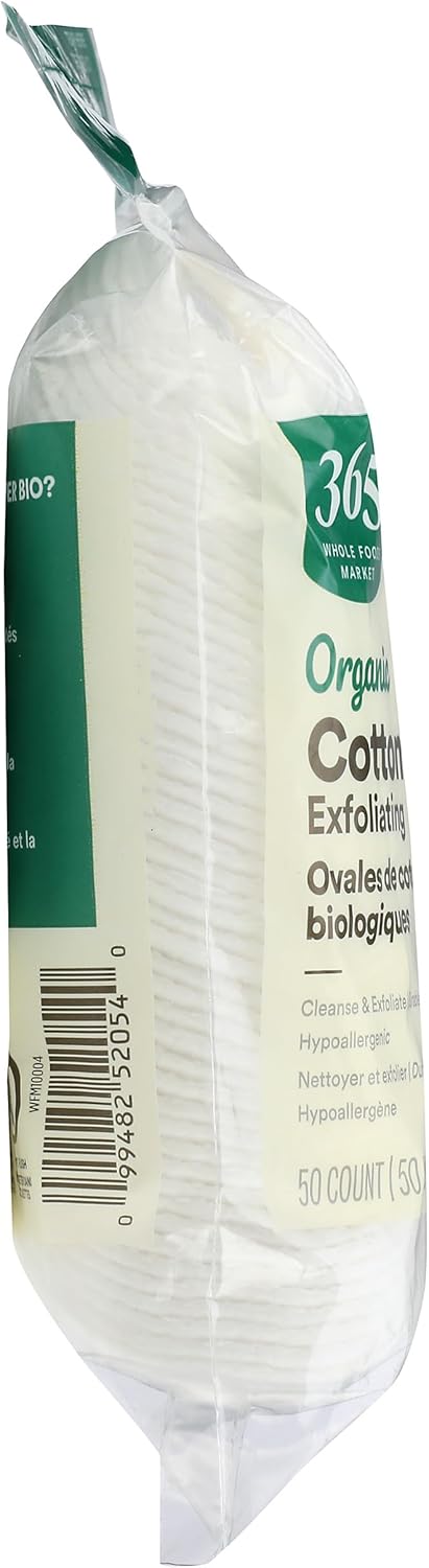 Organic Cotton Exfoliating Ovals - 50 Count for Gentle Skin Care